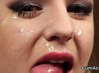 Hot girl gets facial with cum after giving great blow job