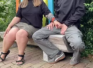 Sexy Unknown Milf Allows Public Cumshot on Park Bench During Outdoor Play