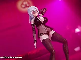 I-I can't stop watching yowane haku's sexy striptease in this hentai video