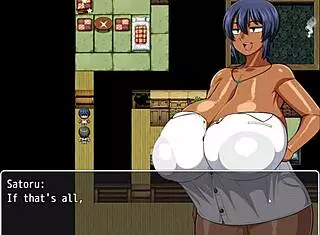 Tanned girl natsuki in hentai game episode 2, pervy carpenter offers subtle massage for massive boobs