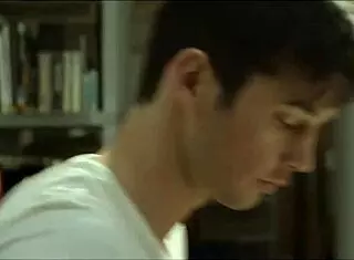 Redhead student studies with guy in room