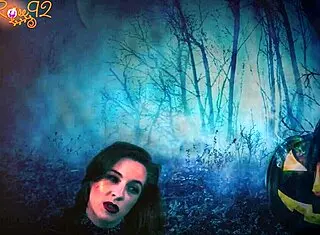 halloween demon roleplay with fishnets and body stockings lingerie