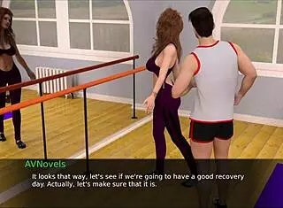 Sexy redhead plays erotic game in the gym