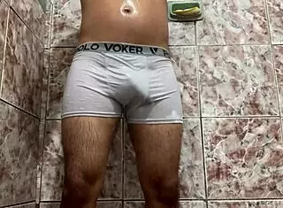I took off my white underwear in the shower for masturbation