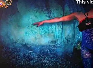 halloween demon roleplay with fishnets and body stockings lingerie