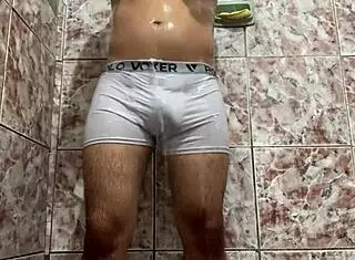 I took off my white underwear in the shower for masturbation