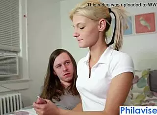 messing around with our new blonde step sis what a tease