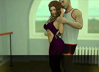 Sexy redhead plays erotic game in the gym