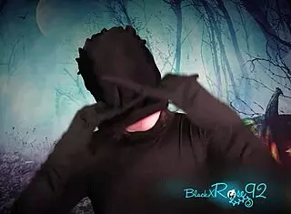 halloween demon roleplay with fishnets and body stockings lingerie