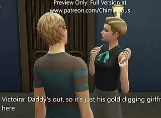 Wild Threesome! Girlfriend And Stepmom Ride!