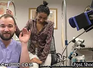 Freshman Miss Mars gets wand orgasms from Doctor Tampa in college physical.