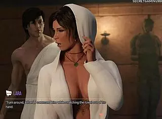 erotic MASSAGE turns into HAPPY ENDING in Lara Croft 3D hentai