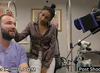 Freshman Miss Mars gets wand orgasms from Doctor Tampa in college physical.