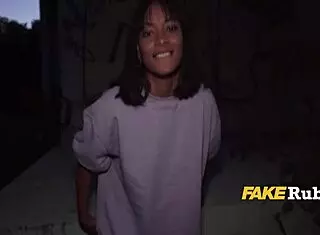 Psst want money get on knees for outdoor interracial blowjob ebony pickup sex for cash