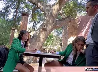 Petite University Teens Rock Free Fuck Day Promotion Outdoors
