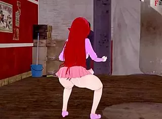 eris gives a blowjob at the gym in this see-through fantasy hentai