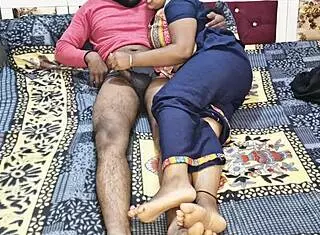 Indian Chachi in Blue Salwar Moans While Riding  