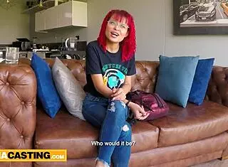 i'm a petite latina redhead gettin' pounded by big cock in castin, deepthroat an' ridin' him pov