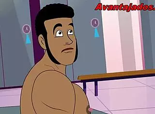 Brazilian cartoon stud fucks gym twink hard