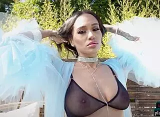 Tasty black model Julie Kay performs a seductive striptease for Playboy