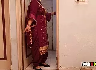 Punjabi bhabhi craves Bihari's cock in bathroom pussy fuck