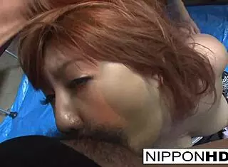 Japanese babe teased with fingers and cocks!