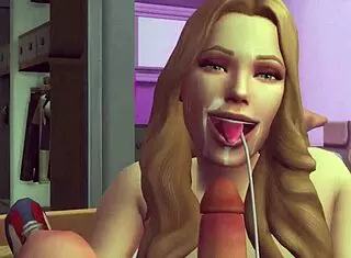 Blonde Cartoon Character Rubs Intensely Until Climax