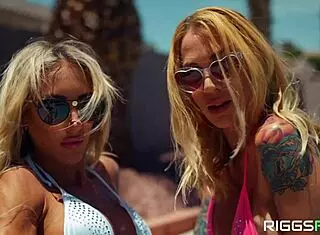 sarah jessie & fit kitty fuck the pool guy 😜