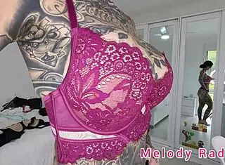 melody radford tries on black lingerie and bikini