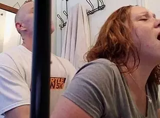 bathroom quickie turns steamy with wife's big tits 😏