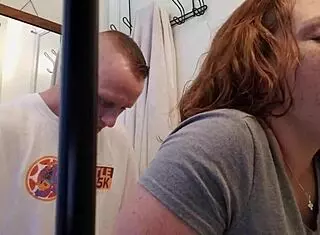 bathroom quickie turns steamy with wife's big tits 😏