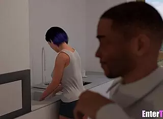 Sexy trans futanari sucks dilf's big black cock everywhere!