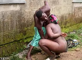 We wait outside for stepmother, then she gets a big black cock blowjob