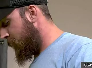 Bearded gay couple Dustin Steele and Matt Muck kiss and fuck with monster cocks 😘