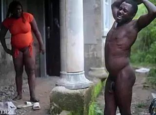 We wait outside for stepmother, then she gets a big black cock blowjob