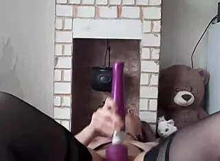 This whore masturbates in a BDSM session dedicated to her master