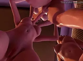 Futa tgirl dominates two teen girls in wild action