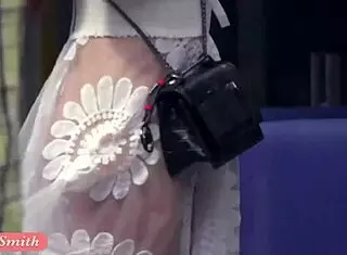 Funk city - Jeny Smith struts naked in transparent dress publicly