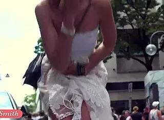 Funk city - Jeny Smith struts naked in transparent dress publicly