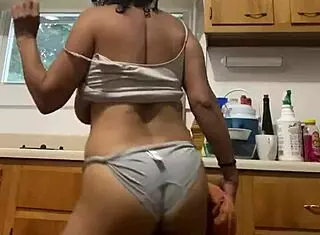 Latina Milf Having Fun Doing The Dishes