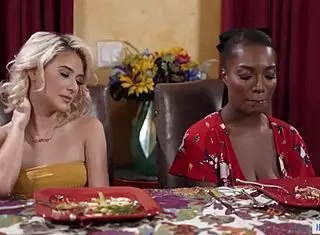 Lesbian moms crave steamy action with ebony stepdaughters  