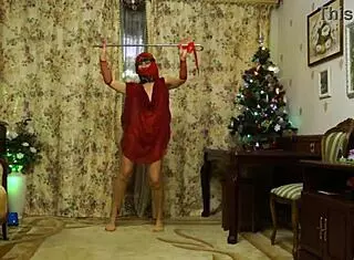 Ballady shakes it hard in stunning red lingerie for the camera.