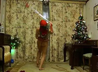 Ballady shakes it hard in stunning red lingerie for the camera.