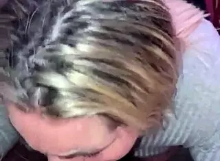 Blonde slut performs deepthroat for 10 minutes, loving the dick