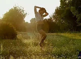 I watch Czech milf Anetta Keys striptease, showing her shaved pussy and ass