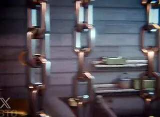 Junker Queen catches a guy stealing and dominates him with her monster cock.