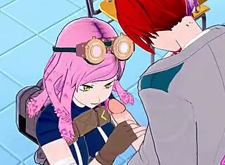 Mei hatsume and shoto todoroki have sex with blowjob and cumshot