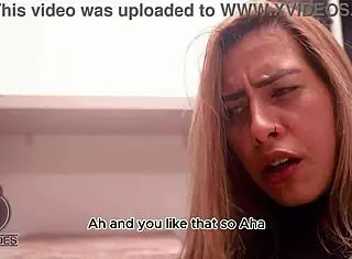 Latina blonde chokes friend while licking feet in pantyhose.