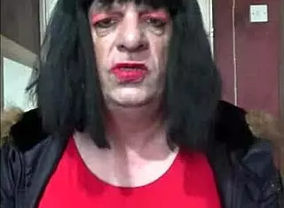 old guy using red and black machine for masturbation