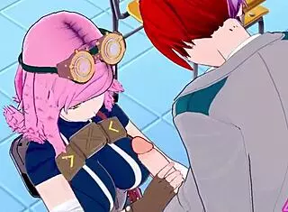 Mei hatsume and shoto todoroki have sex with blowjob and cumshot